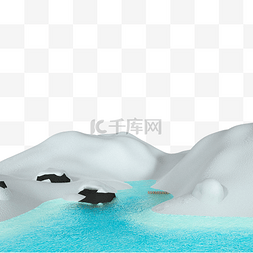 冰河素材图片_3D立体雪地下雪