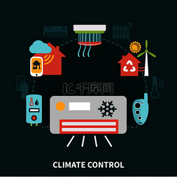 控制控制系统图片_黑色背景的家庭气候控制组合与调