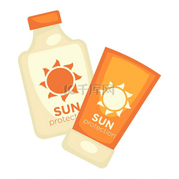 卡通皮肤图片_太阳保护乳液设置隔离上白色。随