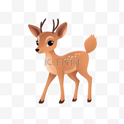小鹿手绘图片_卡通可爱小动物元素小鹿