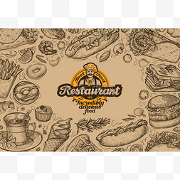 标签食物图片_模板设计菜单餐厅或小餐馆。手工