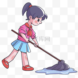小学生劳动课打扫卫生拖地