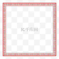 中国风方框图片_极简中式红色回纹方框