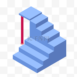 蓝色台阶图片_2.5D蓝色台阶