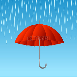 一摊液体图片_与雨伞和雨的背景。