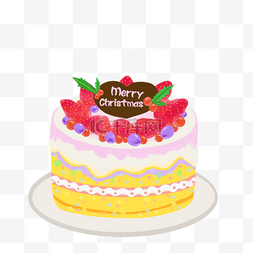 盘子矢量图片_日本圣诞草莓奶油蛋糕