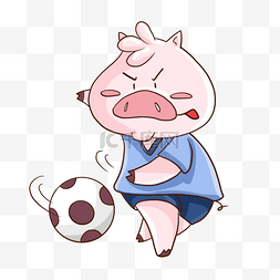 卡通形象的猪图片_可爱小猪踢足球运动卡通形象