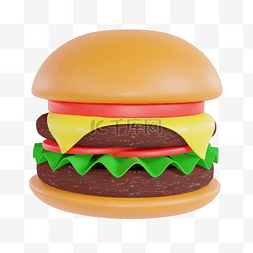 3d汉堡图片_3D立体快餐牛肉汉堡