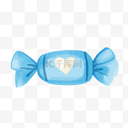 糖果蓝色爱心包装可爱卡通水彩图
