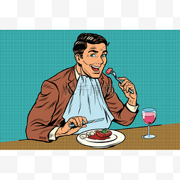 吃吃喝图片_优雅复古男人吃喝交杯酒的餐厅
