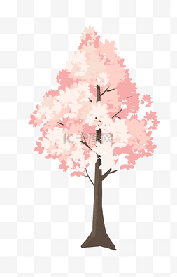 樱花树粉色春天手绘元素
