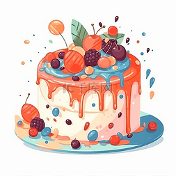 一块洒满糖果的蛋糕