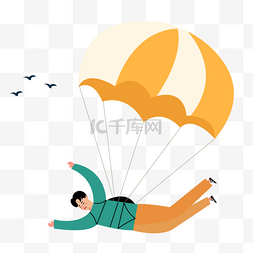 卡通降落伞图片_跳伞运动人物和小鸟