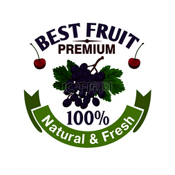 水果标签模板天然和新鲜的浆果葡