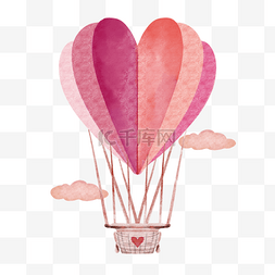卡通爱心形状图片_情人节爱心空中热气球