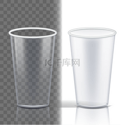 塑料杯透明向量。清除对象。喝杯