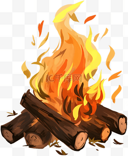 火焰卡通木材火堆