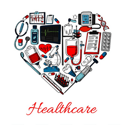 心脏形状的医疗图标带有医疗和药