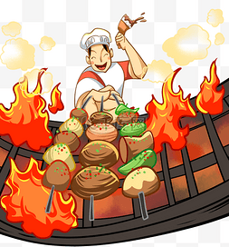 厨师元素图片_美食烧烤厨师