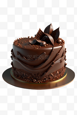 巧克力儿童蛋糕立体写实元素