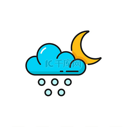 天气预报、云、雨和月亮颜色轮廓