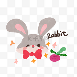 小花卡通手绘图片_可爱卡通动物兔子胡萝卜免抠元素