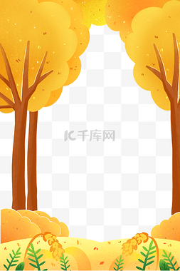 秋天大树树木景色氛围边框
