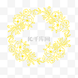 金色金线花卉婚礼花边边框