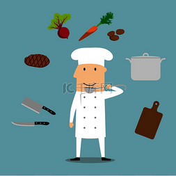 厨师职业概念与穿着白色制服的厨
