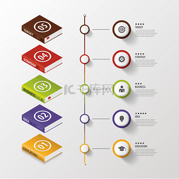 时间轴3图片_信息图表。商业书籍。带图标的彩