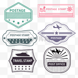 标签长方形图片_邮戳邮票组合护照旅行
