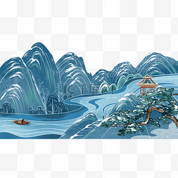 冬天风景中国风山水江河