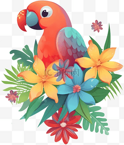 夏威夷彩色鹦鹉夏天热带