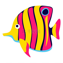热带蝴蝶鱼的插图水族馆和海洋动