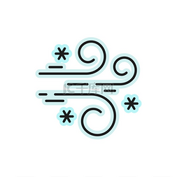 天气预报风和雪的颜色轮廓图标矢