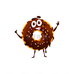 卡通快乐巧克力甜甜圈角色有趣的