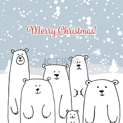 家庭场景设计图片_家有白熊的圣诞卡