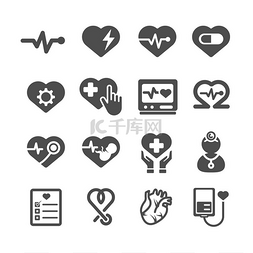 矢量心形图标图片_心形图标医疗保健概念字形和轮廓