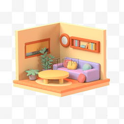家具沙发茶几图片_3D立体房间客厅