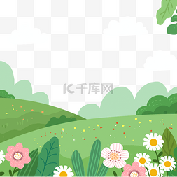 看风景的小人图片_春季花卉风景花朵草地和森林