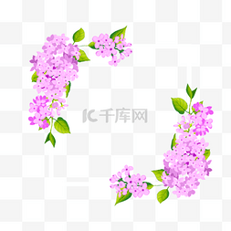 园林花卉图片_水彩洋红丁香花卉婚礼边框