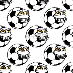 soccer图片_Seamless pattern of a happy soccer ball