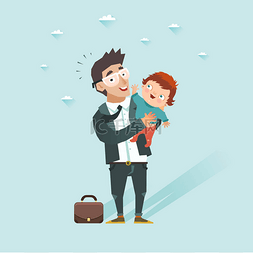 after图片_Business man with baby. Happy guy in suit tak