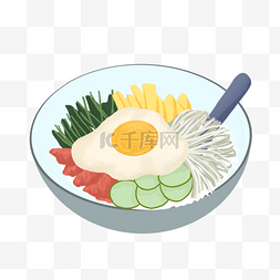 拌饭图标图片_韩国美食插图石锅拌饭