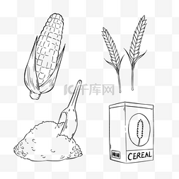 长方形图标标签图片_线稿素描玉米食物