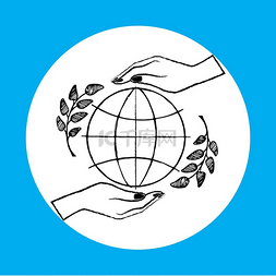 橄榄枝标志图片_国际和平日矢量蓝色插图国际和平