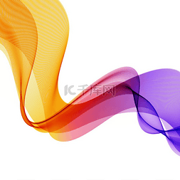 具有橙色和紫色平滑色波的抽象矢