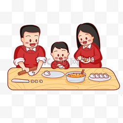 全家人图片图片_新年春节节日包饺子