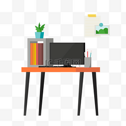 现代风格木桌电脑办公工作台