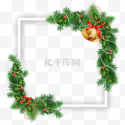 方形圣诞边框图片_圣诞节松枝绿叶方形装饰边框